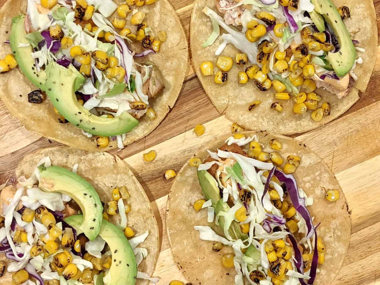 salmon tacos with slaw