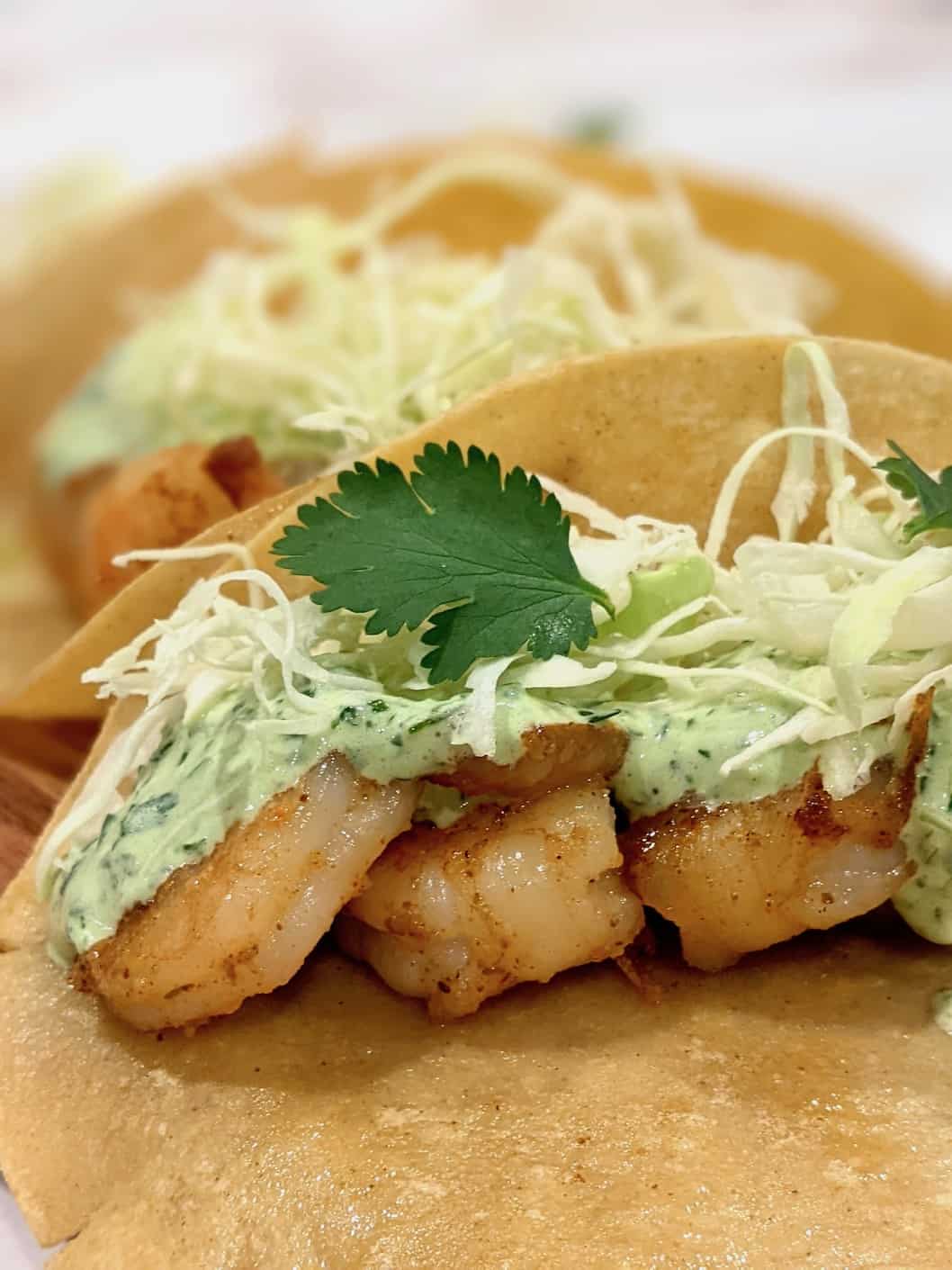 shrimp tacos with cilantro lime sauce
