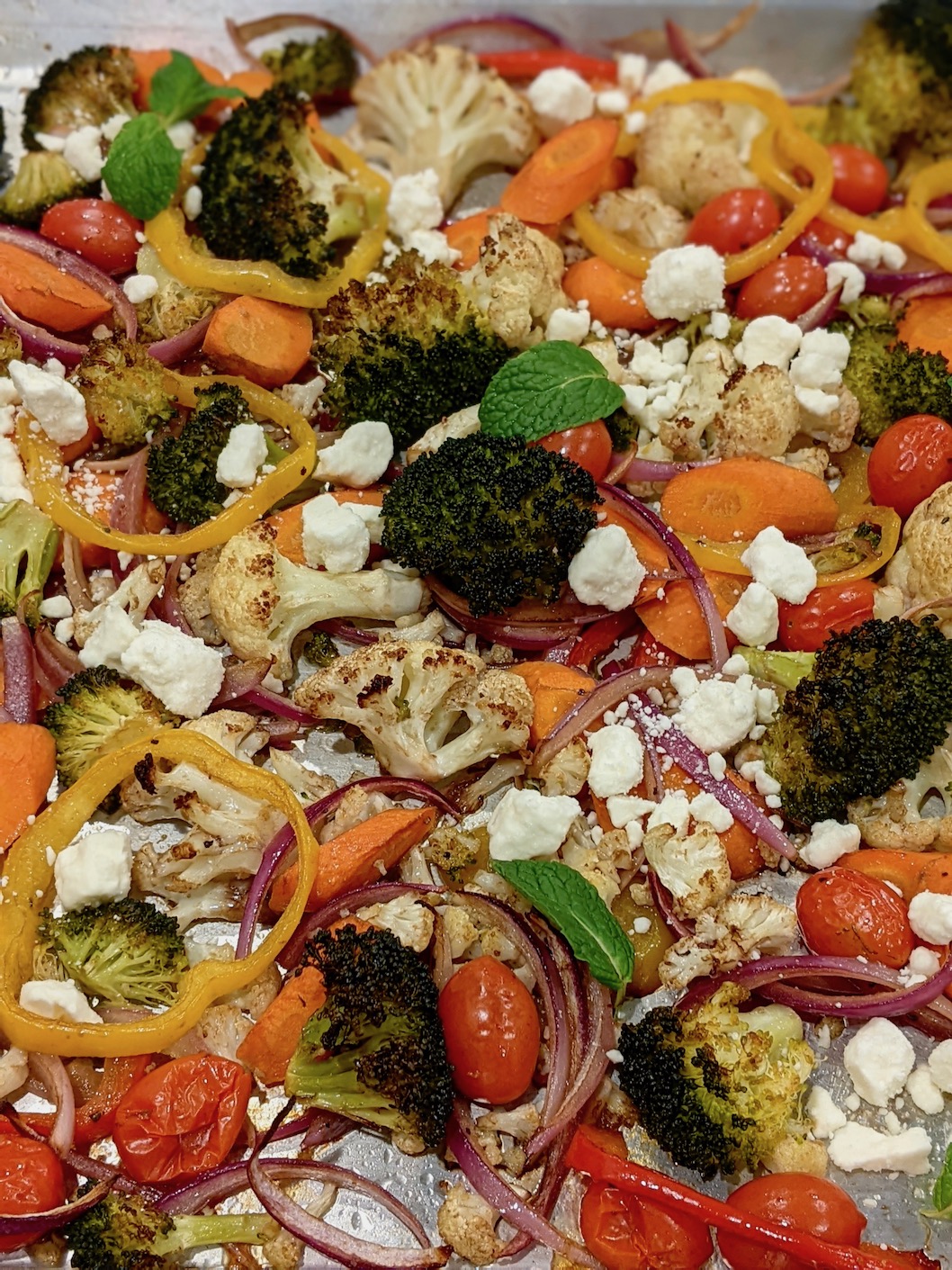 roasted vegetables with balsamic vinegar and feta